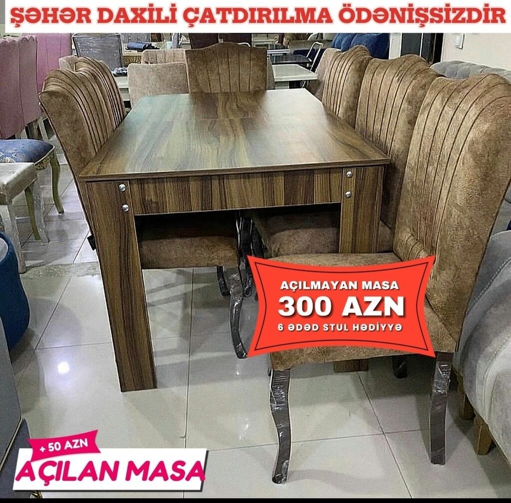 Altı oturacaqlı yemək masası dəsti